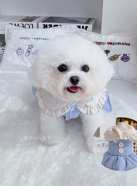 狗狗猫咪加绒夹棉花朵领裙子