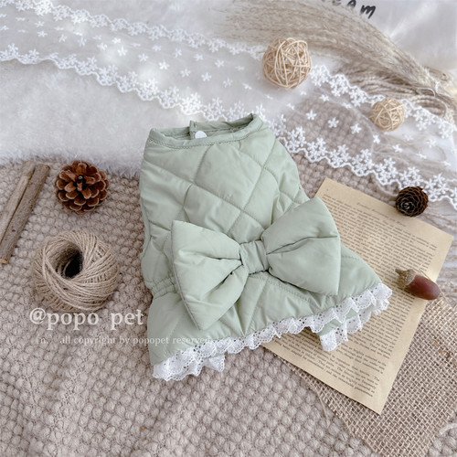 狗狗棉服蝴蝶结蕾丝裙