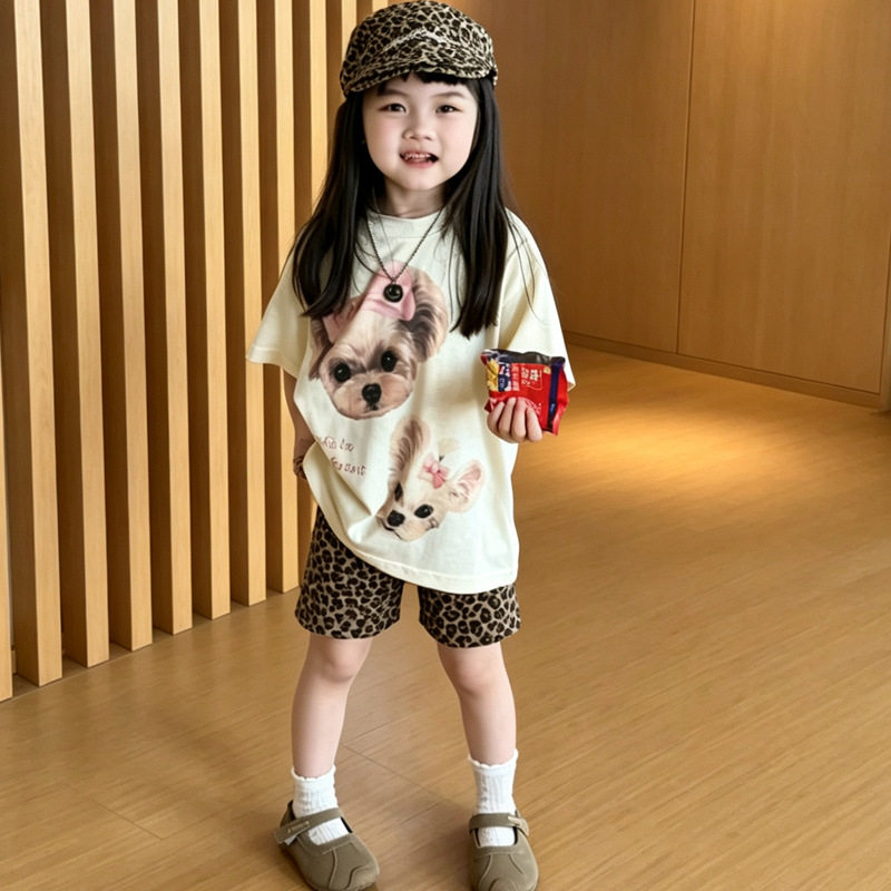 女童夏季套装豹纹洋气两