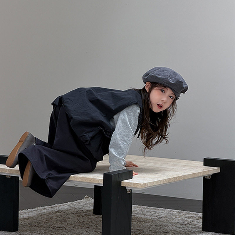 女童秋季新款韩系洋气打底衫格子马甲外套简约百搭休闲裤三件套潮