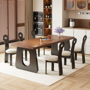 实木餐桌2026热卖餐桌椅子家用大板桌客厅茶餐桌一体原木餐桌美式
