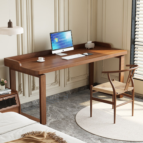 床边桌卧室实木书桌小户型家用边沿挡板学习桌办公桌工作台电脑桌