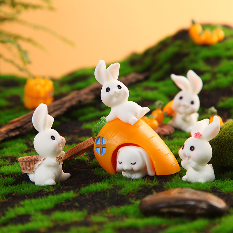 小兔子摆件日系治愈可爱少女心小物件迷你微景观装饰树脂女生礼物