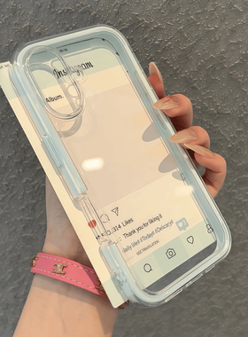 适用于P40Pro+全包边框手机壳p40proplus简约多巴胺P40高颜值撞色大孔个性透明新款ins风保护套