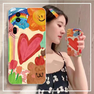 适用于OPPO Reno11手机壳泫雅风情侣款清新彩色小花reno11pro防摔