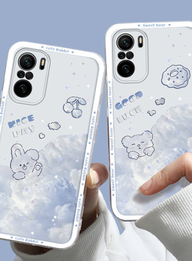 适用于小米红米K40手机壳小兔创意Redmi K40Pro紫色全包边潮ins风