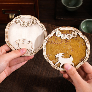 十二生肖木框冰箱贴 饰木质冰箱贴 DIY手工材料包可做风铃文创装