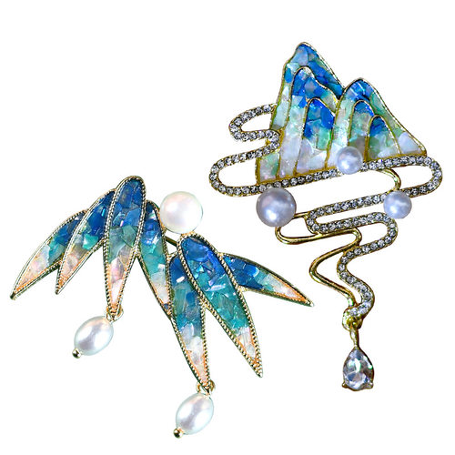 新年手工螺钿diy胸针发夹