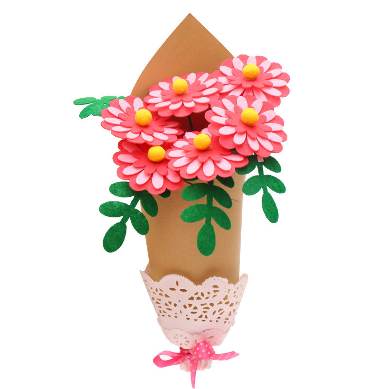 三八妇女节送老师礼物手工diy花束花束不织布手捧花幼儿园材料