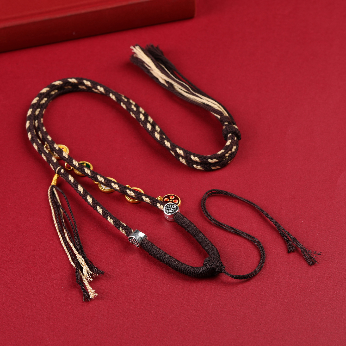 藏式棉绳手工编绳五路财神绳唐卡吊坠挂绳复古民族风佛牌项链绳