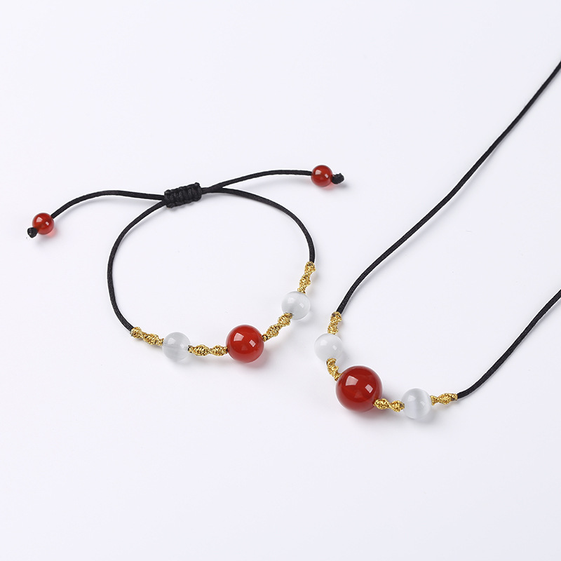 网红款相思豆红玛瑙情侣