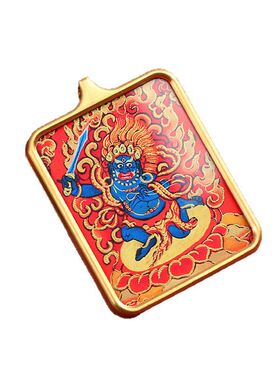 唐卡吊坠半手绘描金款红