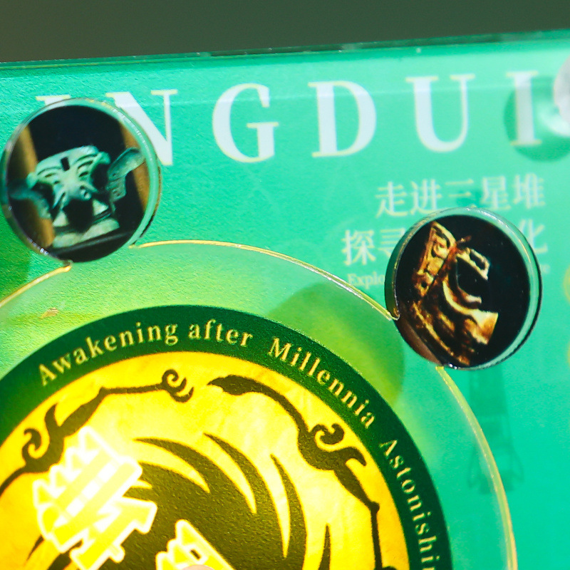 新款三星堆旋转音乐盒冰箱贴亚克力冰箱贴创意磁吸四川景区纪念品