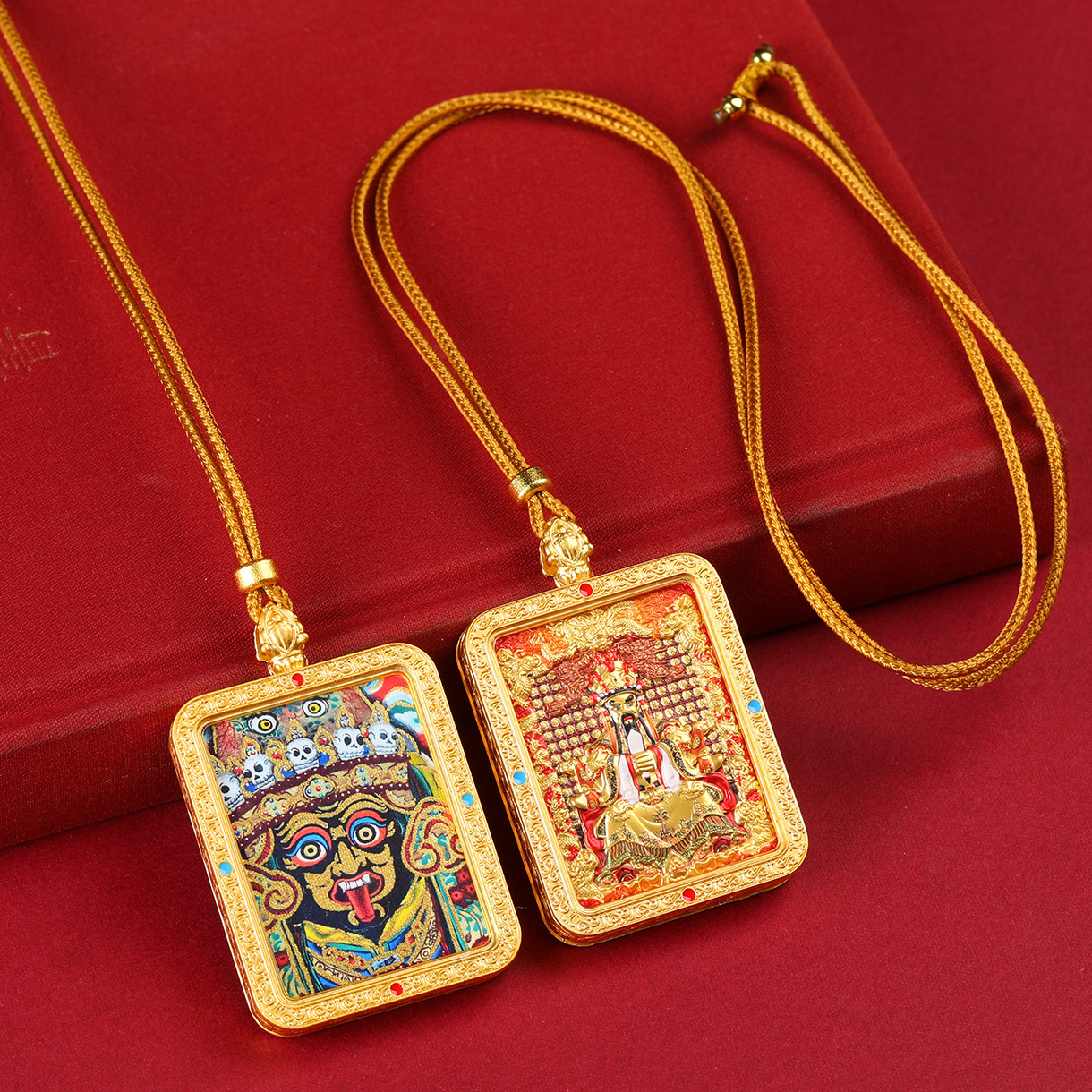 藏式半手绘描金扎基拉姆前世今生唐卡画芯扎基拉姆吊坠饰品挂件