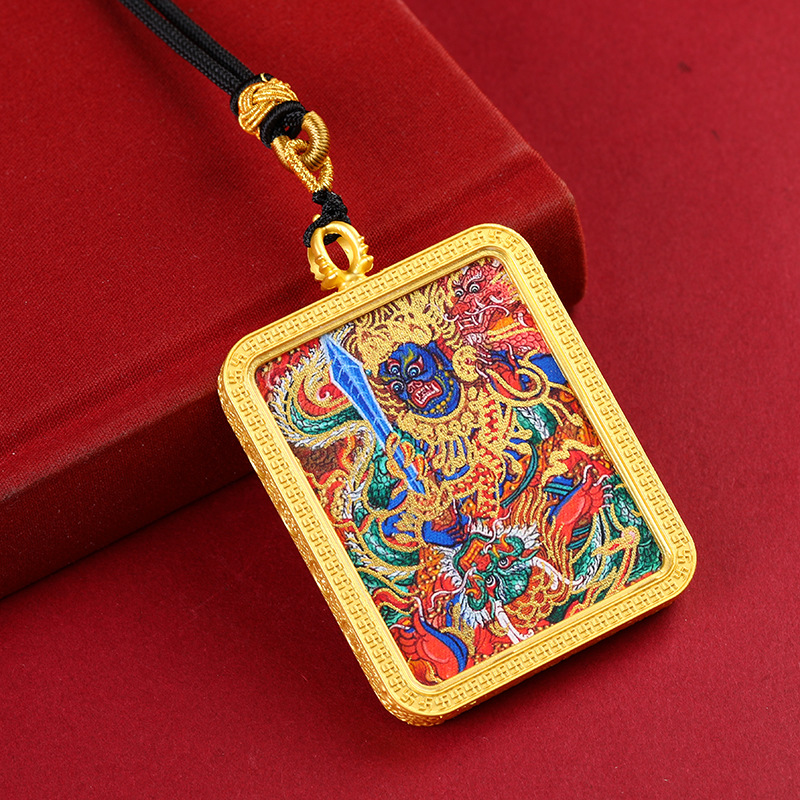 唐卡吊坠半手绘描金观音