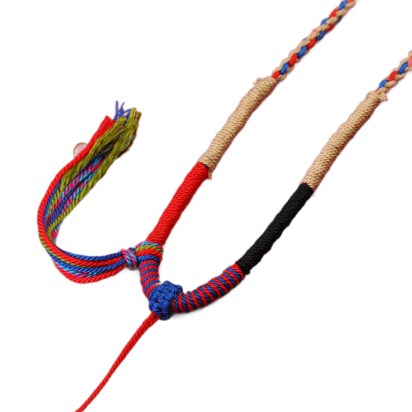 五路财神项链藏式手工编织八股编织吊坠项链绳唐卡挂绳佛牌吊坠绳