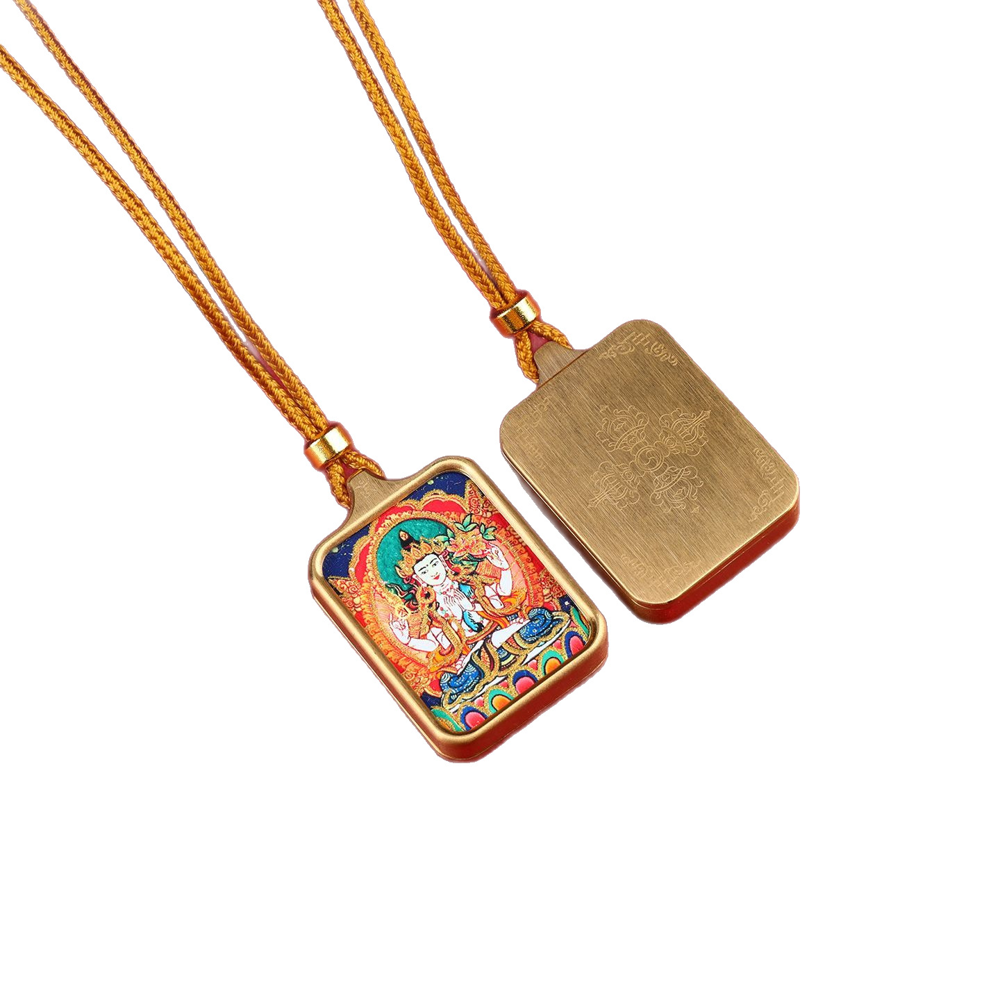 唐卡藏式吊坠半手绘描金