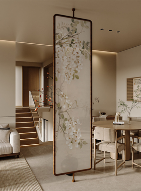 宋式美学中式屏风隔断客厅入户玄关对门遮挡卫生间可旋转座屏桃花