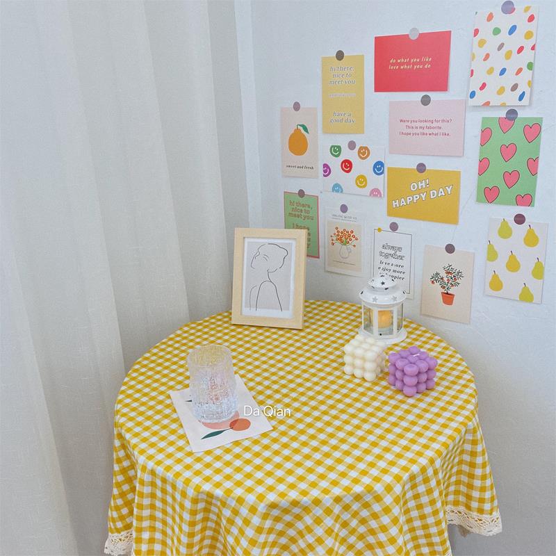 大千印象 经典黄色格子桌布ins风文艺田园餐桌布学生宿舍书桌布艺