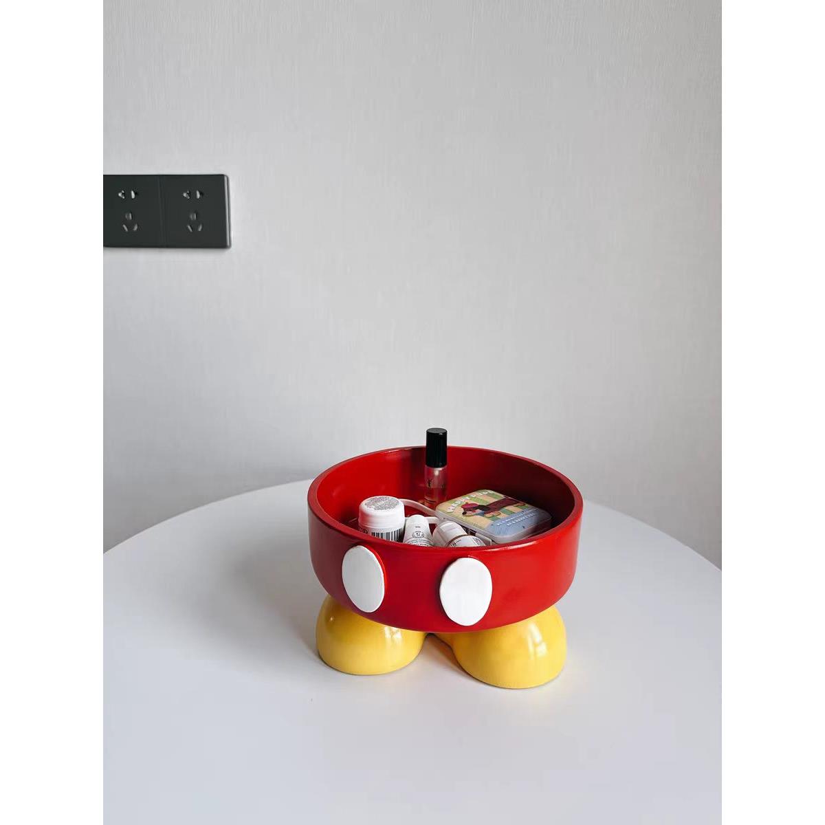 米奇入户玄关钥匙收纳摆件高级感小众客厅电视柜托盘置物架储物筐