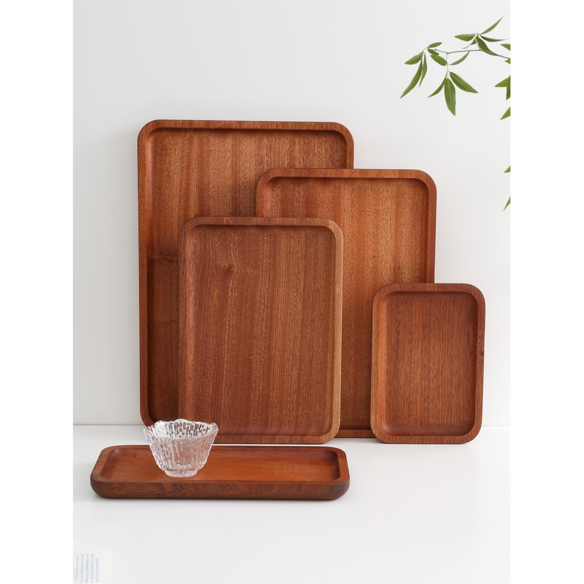 乌檀木托盘果盘长方形家用茶水杯收纳盘实木盘子面包水果点心盘