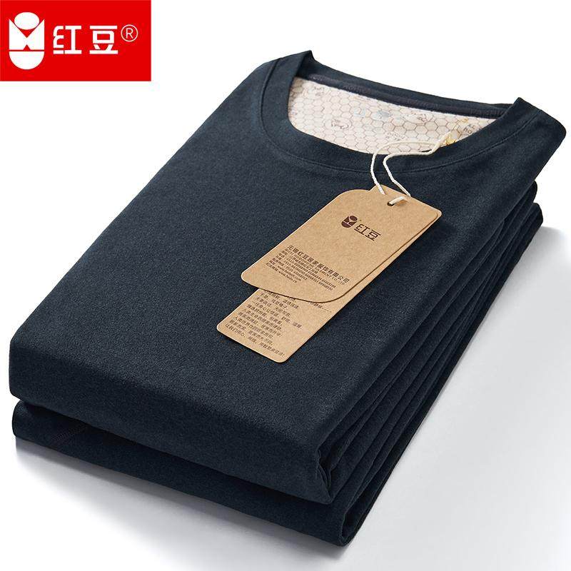 红豆正品保暖内衣套装男士秋衣秋裤防寒服冬季薄绒圆领秋衣加厚