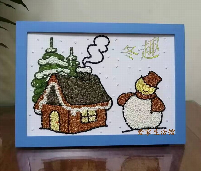 幼儿园豆子五谷手工制作粘贴画小学生古诗词杂粮米粒种子diy材料