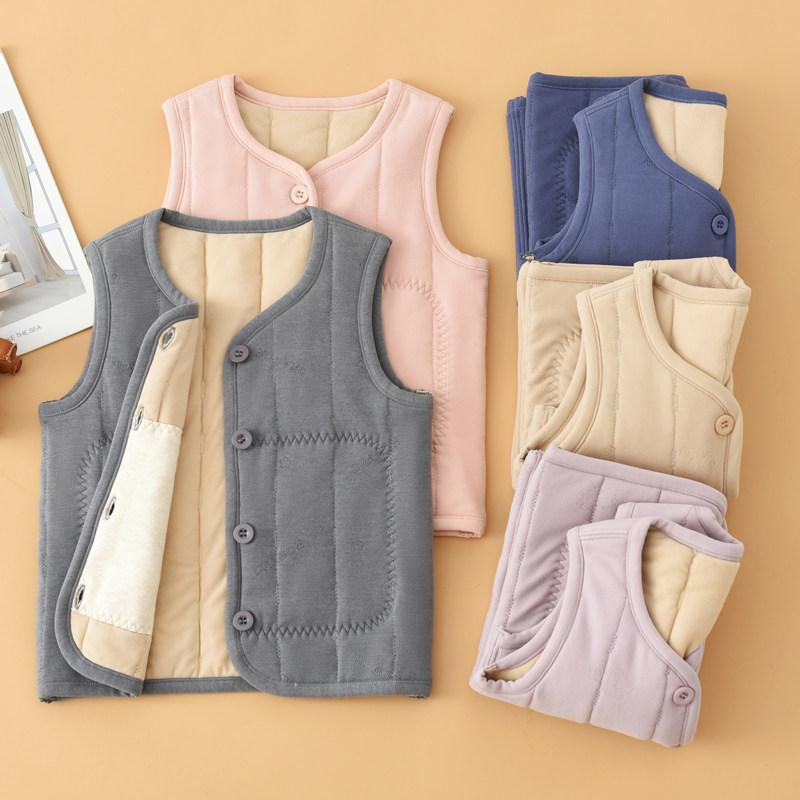 儿童马甲秋冬装保暖男童装女童开衫加绒加厚背心内穿坎肩校服神器