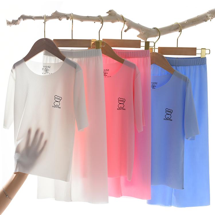 儿童家居服夏季薄款冰丝睡衣套装