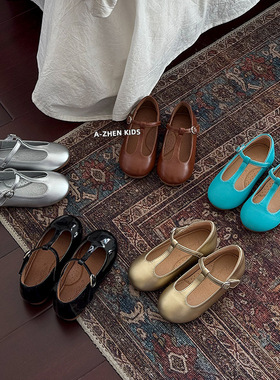 韩版童鞋2025女童秋季新款森系复古公主小皮鞋儿童软底单鞋丁字鞋