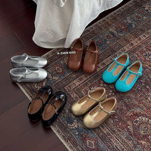 韩版童鞋2025女童秋季新款森系复古公主小皮鞋儿童软底单鞋丁字鞋