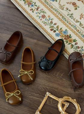 韩版童鞋2025女童春季新款黑色皮鞋软底洋气时尚公主鞋儿童宝宝鞋