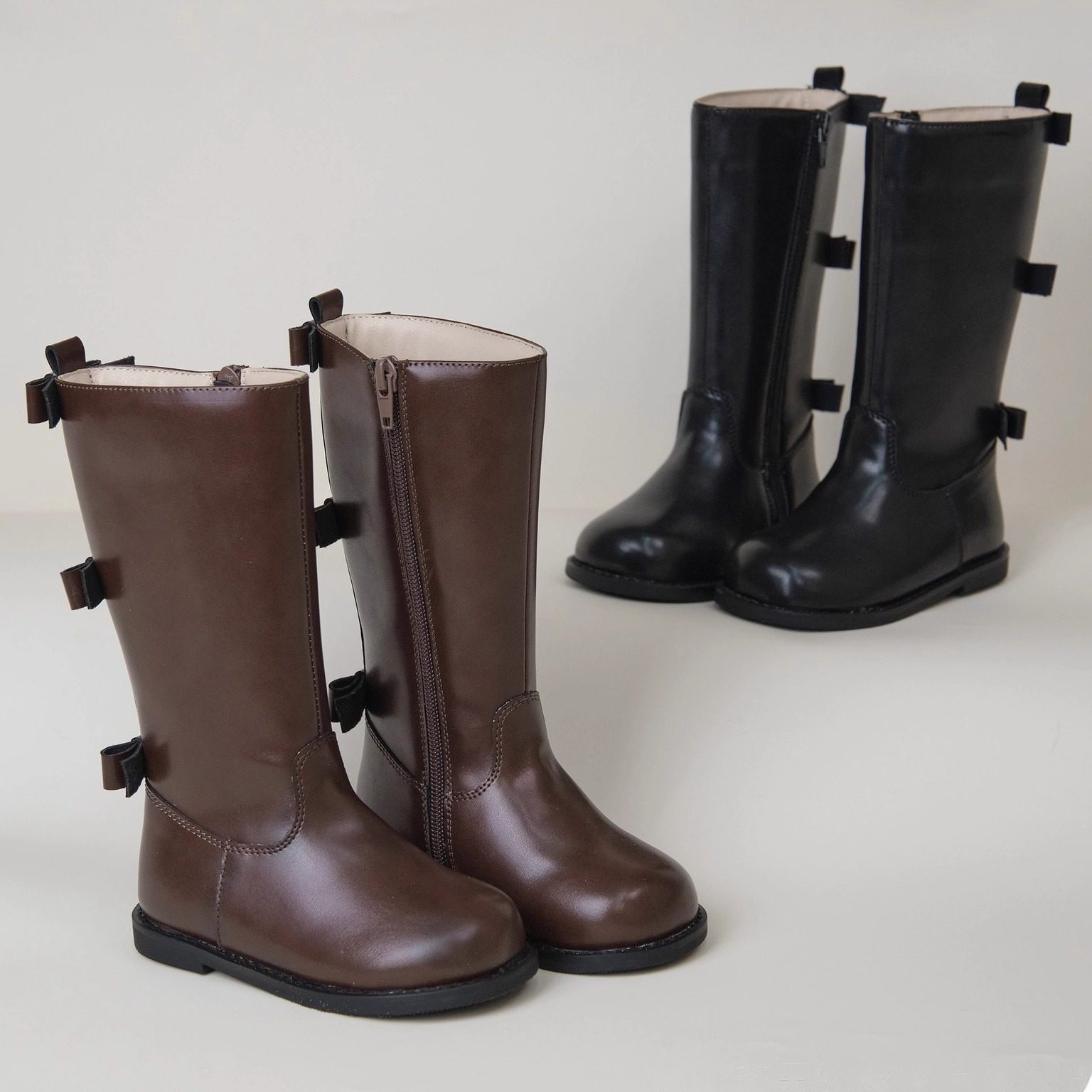 韩版童鞋2025女童秋冬新款小香风蝴蝶结皮靴儿童中高筒长靴公主靴,童鞋/婴儿鞋/亲子鞋,皮靴,淘宝优惠券,粉丝福利购,淘宝优惠卷