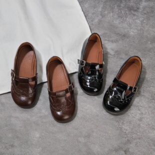 韩版童鞋2026女童春季新款英伦风公主皮鞋儿童洋气复古牛皮单鞋