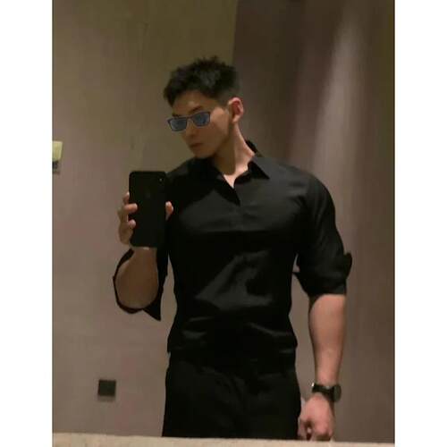 那不勒斯黑色衬衫男高级感痞帅