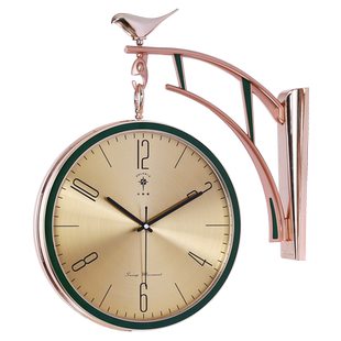 北极星20英寸大号客厅双面挂钟静音轻奢欧式个性时钟挂墙石英钟表