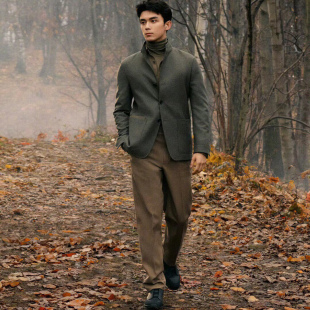 男士 吴磊同款 ZZ版 商务休闲羊毛混纺立领伯爵夹克外套 45300