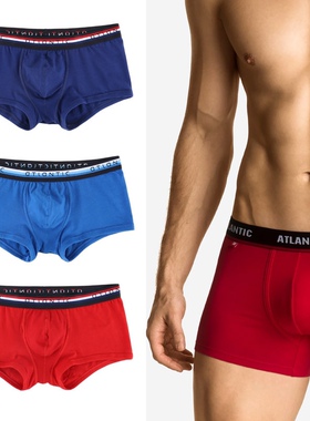 外贸内裤男品牌atlantic纯棉男士平角裤青年男生加大码宽松四角裤