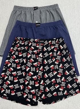 3条 男士纯棉宽松平角内裤男四角家居短裤大码全棉平脚裤加肥加大