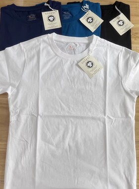 原单男士100%纯棉圆领T恤衫纯色基础款短袖T恤宽松背心女士也能穿