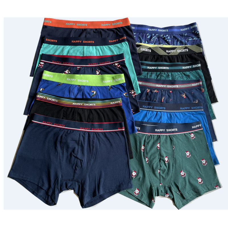 男士可爱卡通平角裤 外贸短裤纯棉弹力棉青年男生男孩子四角内裤
