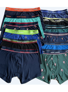 男士可爱卡通平角裤 外贸短裤纯棉弹力棉青年男生男孩子四角内裤