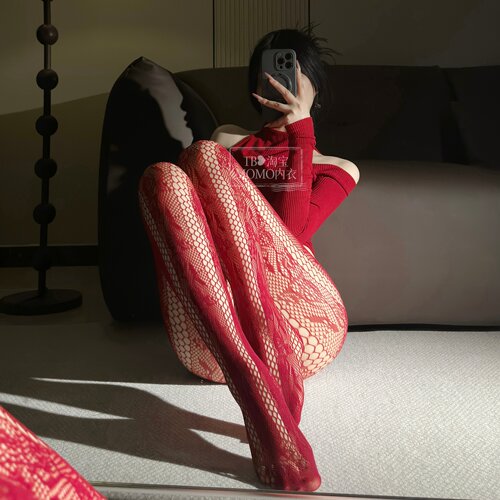 妹子镂空渔网袜花藤高腰复古打底