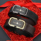 新款 带 裤 保罗男士 合金鳄鱼纹皮带高档无牙内穿休闲自动扣腰带时尚