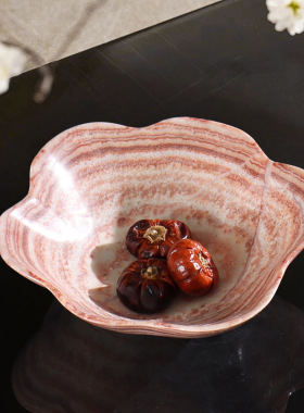 天然大理石粉色果盘样板间装饰品
