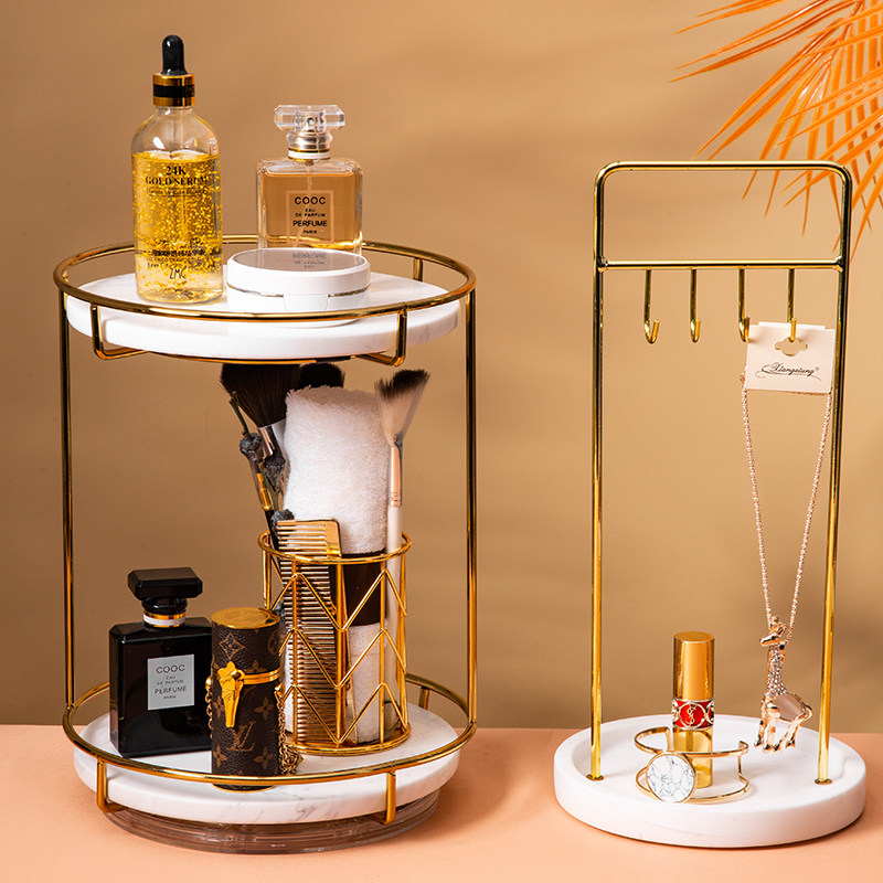 网红双层大理石置物架托盘卫浴台面香水梳妆台桌面旋转收纳盘摆件,家居饰品,装饰摆件,淘宝优惠券,粉丝福利购,淘宝优惠卷