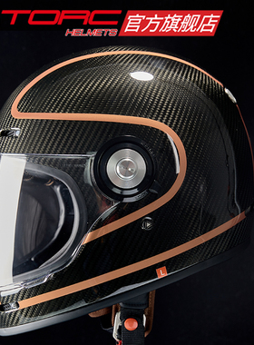 TORC复古全盔碳纤维摩托车巡航头盔男女士机车街车3C四季通用T135