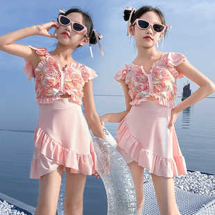 套装 泳装 游泳泳衣中大童青少年女孩连体泳裤 儿童培训女童分体新款