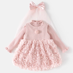 儿童公主裙周岁礼服加绒女宝宝网纱裙子女童连衣裙秋冬装洋气冬季