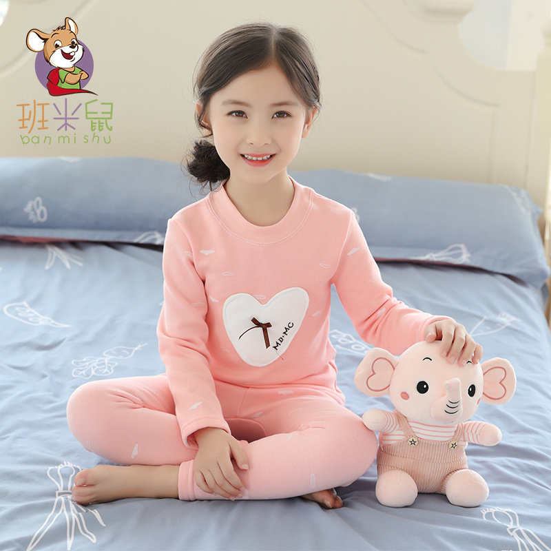 GIRLS THERMAL UNDERWEAR SET PILE THICKENED COTTON WINTER BABY LOUNGEWEAR KIDS GIRLS BEAUTIFUL PAJAMAS
